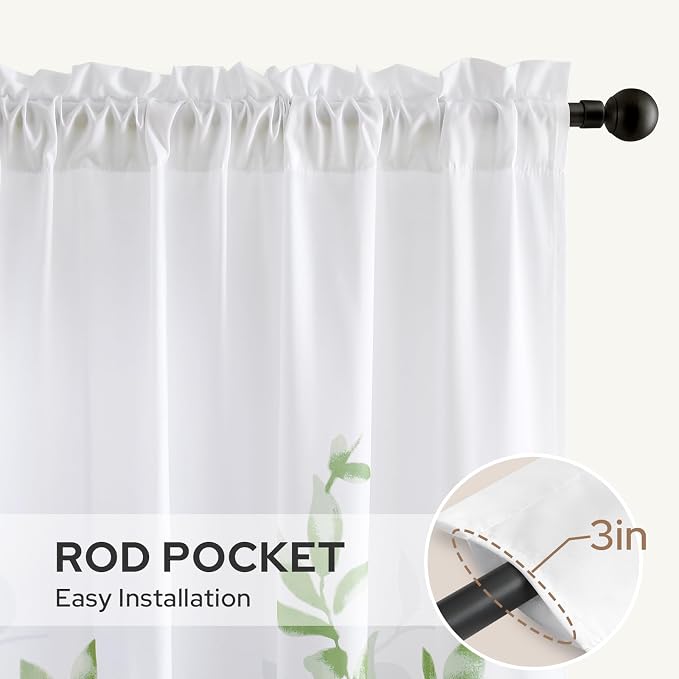 HOMEIDEAS Non-See-Through Sage Green and White Privacy Sheer Curtains 52 X 63 - Image 5