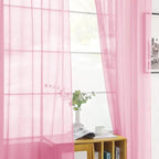 SpaceDresser Sheer Light Pink Curtains 4 Panels Rod Pocket Semi-Sheer Curtain - Image 8