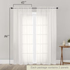 Ivory Sheer Curtains 84 Inches Long 2 Panels, Soft Airy Light Filtering Curtains - Image 2