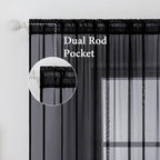 MIULEE 2 Panels Solid Color Sheer Window Curtains Elegant Halloween Window - Image 2