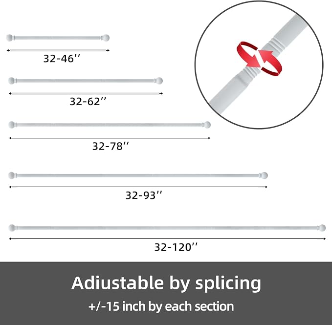 GXOACKJ Curtain Rods for windows 32-48 inch, 5/8 inch Decorative White Splicing - Image 6