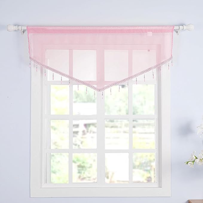 Molaxhome Swag Curtain 51 inch Length Rod Pocket Scalloped Curtain Valance - Image 3