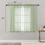 Light Green Sheer Curtains for Bedroom Living Room 45 Inch Length 2 Panels - Image 2