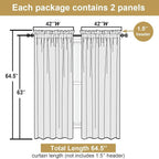 Lecloud Leia Ivory Sheer Curtains 63 Inch Length 2 Panels, Rustic Light - Image 3