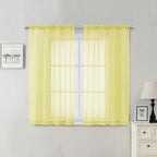Lecloud Goose Yellow Sheer Curtains 54 Inch Length 2 Panels, Voile Light by Lecloud