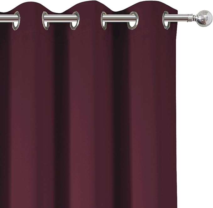 LEMOMO Burgundy Red Thermal Blackout Curtains/38 x 84 Inch/Set of 2 Panels Room - Image 7
