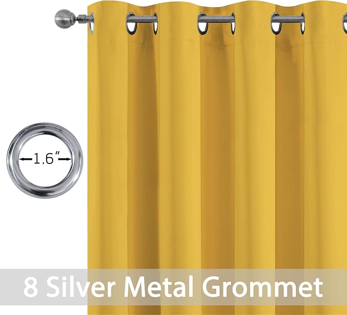 Yakamok Blackout Curtains for Bedroom, Grommet Thermal Insulated Room Darkening - Image 2