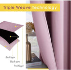 NICETOWN Blackout Window Curtains 70" L, 2 Panels, 34 inch, Baby Pink, Grommet - Image 3