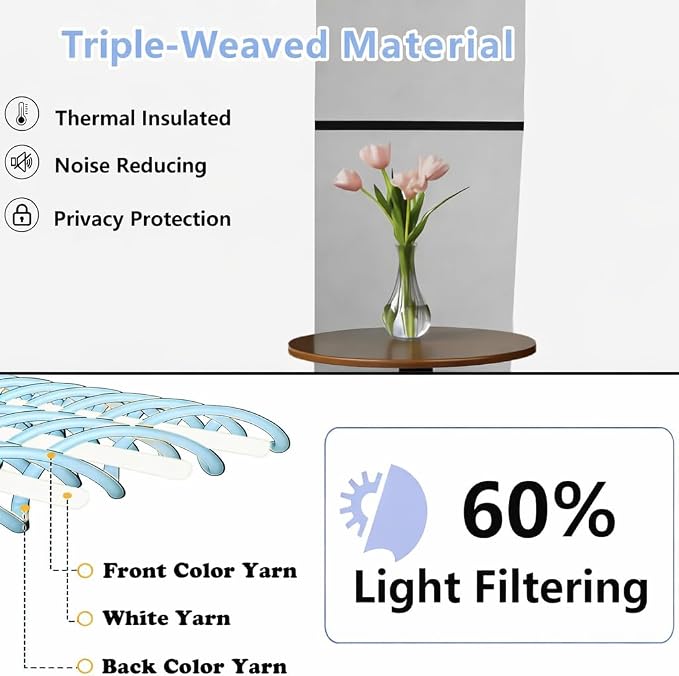 Simplebrand Ava Ivory Light Filtering Curtains - Image 2