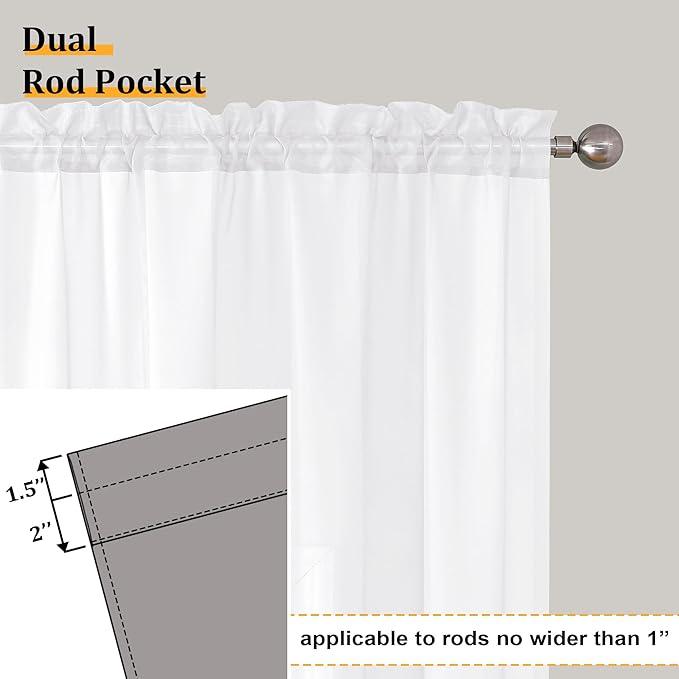 Aiyufeng Voile Sheer White Curtains - Image 7