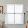 Gwine White Sheer Curtain Tiers 24 Inch Length, Light Filtering Voile Short by Gwine