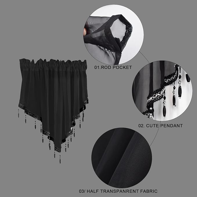 Molaxhome Swag Curtain 51 inch Length Rod Pocket Scalloped Curtain Valance - Image 8