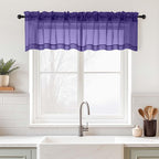 Purple Valances for Windows 14 inch Length 2 Panels Set, Small Voile Sheer by Home