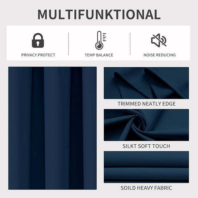 Joydeco Blackout Curtains 72 Inches Long 2 Panels Set, Thermal Insulated Long - Image 3