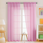 Light Pink Sheer Curtains 84 Inches Long 2 Panels, Elegant Airy Transparent by Home