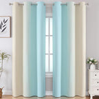 Estelar Textiler Aqua and Beige Room Darkening Blackout Curtains 84 Inch Length - Image 2