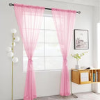 youleyar Solid Sheer Rod Pocket Curtain Voile Draperies 2 Panels White Beige - Image 2