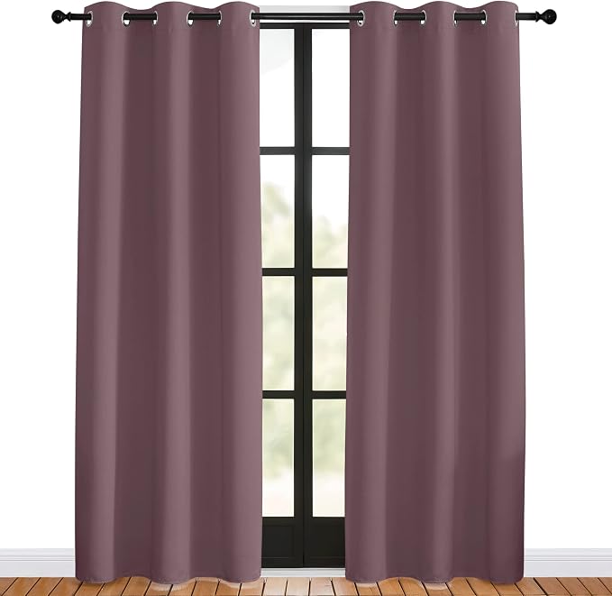 NICETOWN Blackout Curtains for Bedroom, Dry Rose, 42 W by 80 L, Thermal - Image 2