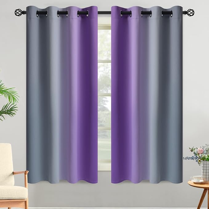 Yakamok Ombre Purple and Grey Curtains by Yakamok