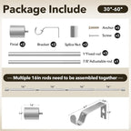 IFELS Heavy Duty Curtain Rods for Windows 28 to 48 Inch, 1 Inch Silver Curtain - Image 6