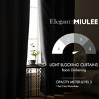 MIULEE Blackout Door Curtain Set of 2, 34 x 80 Inch Black Thermal Insulated - Image 5