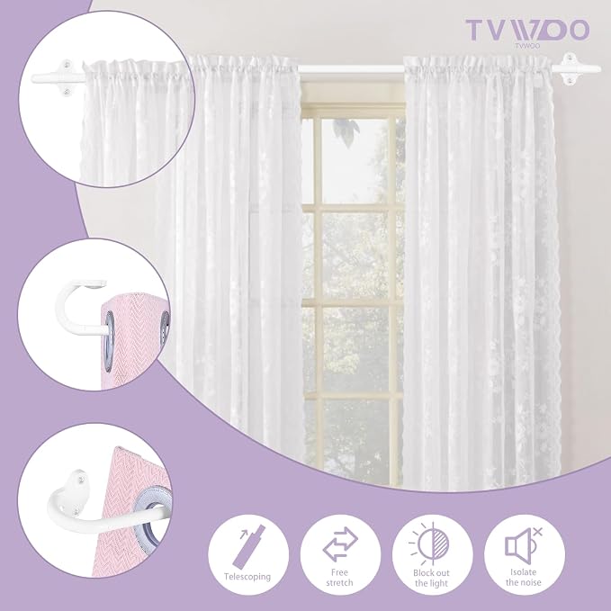 TVWOO 2 Pack Wrap Around Curtain Rods, 5/8 Inch Adjustable Blackout Curtain Rod - Image 8