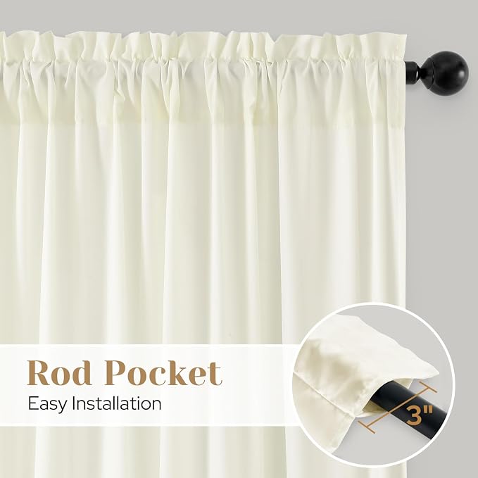 HOMEIDEAS Non-See-Through Cream Yellow Privacy Sheer Kitchen Curtains, 30 X 36 - Image 6