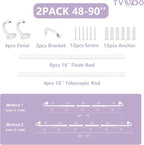 TVWOO 2 Pack Wrap Around Curtain Rods, 5/8 Inch Adjustable Blackout Curtain Rod - Image 6