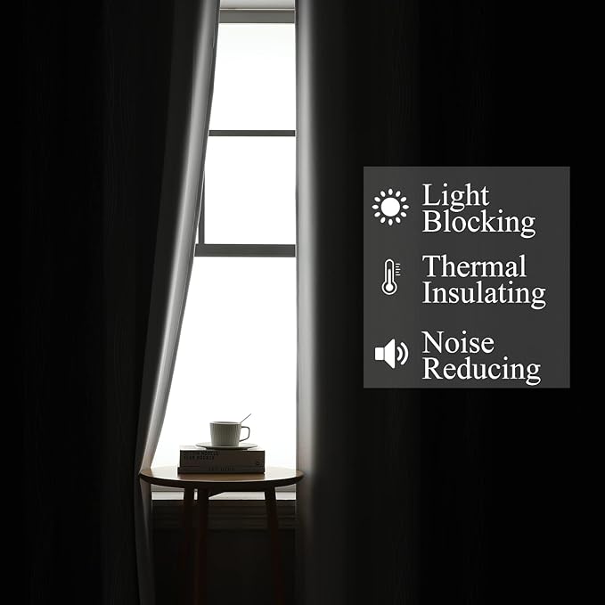 Estelar Textiler Ombre Greyish White Black Blackout Curtains & Drapes 63 Inch - Image 3
