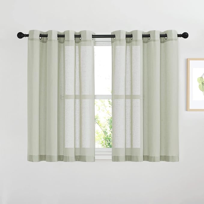 NICETOWN Sheer Linen Burlab Curtains & Drapes, Grommet Top Casual by NICETOWN
