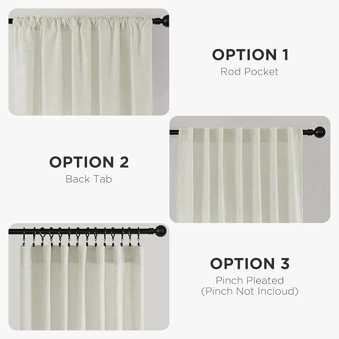 Joydeco Linen Curtains 72 Inch Length 2 Panel Sets, Light Filtering Curtains - Image 4