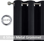 Yakamok Black Room Darkening Grommet Window Drapes Blackout Curtains Thermal - Image 3