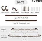 TVWOO Bronze Wrap Around Curtain Rods:5/8 Inch Blackout Adjustable Window - Image 7