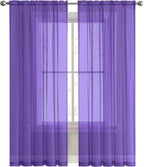 SpaceDresser Sheer Voile Window Treatment Rod Pocket Curtain Panels - Image 2