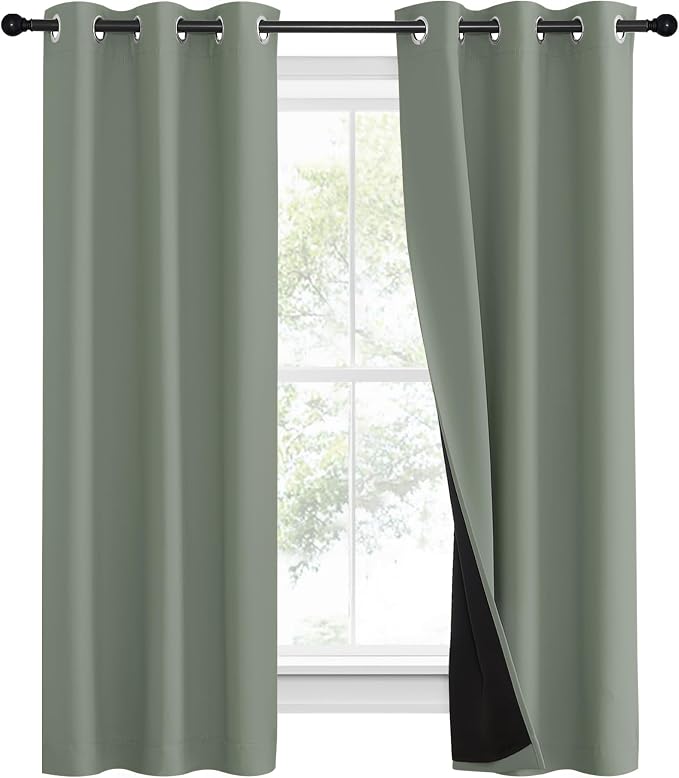 NICETOWN 100% Blackout Window Curtain Panels, Heat and Full Light Blocking - Image 2