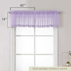 Lavender Valances for Windows, Lavender Sheer Curtains 14 Inch Length 2 Pack - Image 2