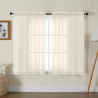 Gwine Cream Sheer Curtains for Living Room 45 inches Long, Short Voile Light by Gwine