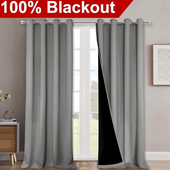 NICETOWN Full Shading Curtains 90 inches Long 2 Panels Set - Image 2