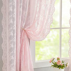 YJ YANJUN Vintage Lace Curtains 96 Inches Long 2 Panels Set Elegant Chic Floral - Image 4