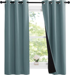 NICETOWN Aqua 100% Blackout Lined Curtains, 2 Thick Layers Narrow Wide Window - Image 2