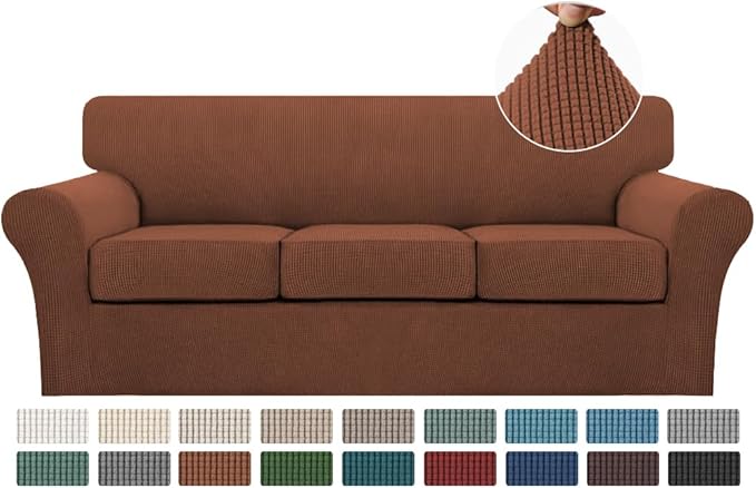 Turquoize 4 Piece Sofa Covers for 3 Cushion Couch Slipcover Soft Cover by Turquoize