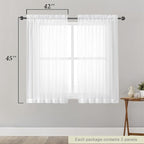 White Sheer Curtains for Bedroom Living Room 45 Inch Length 2 Panels, Soft Airy - Image 2