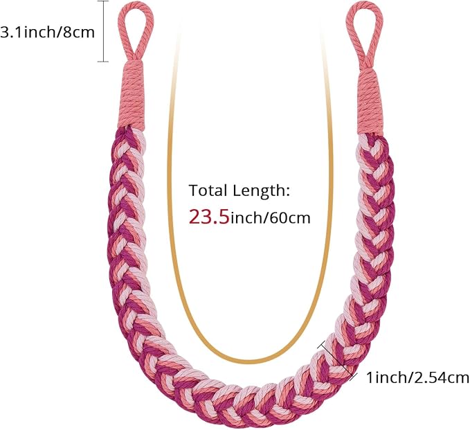 NICEEC 2 Pack Natural Cotton Rope Curtain Tiebacks Elegant Boho Style - Image 3