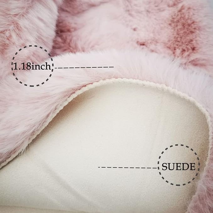 Ghouse Soft Faux Sheepskin Fur Rug 4x6 Pink Fluffy Plush Shag Bedside Rug - Image 3