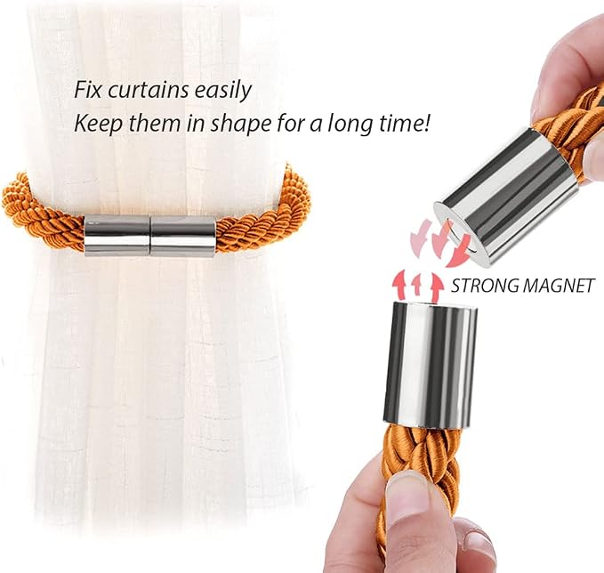 NICEEC 6 Pack Strong Magnetic Curtain Tiebacks Modern Simple Style Drape Tie - Image 4