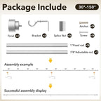 IFELS Heavy Duty Curtain Rods for Windows 72 to 144 Inch, 1 Inch Silver Curtain - Image 7