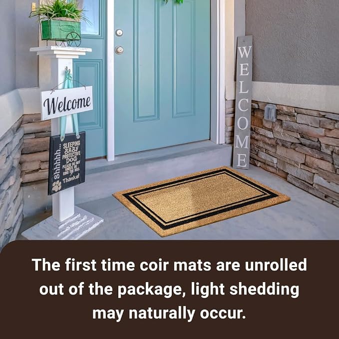 KANKUN Coco Coir Door Mat with Heavy Duty Backing, Welcome Doormat, Doormat - Image 6