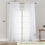 White Sheer Curtains for Bedroom Living Room 96 Inches Long 2 Panels, Modern - Image 5