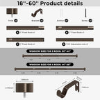 VOIIY Bronze Curtain Rods for Windows 28 to 48 Inch, Size:30-60 Inch, Antique - Image 9