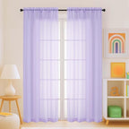 Lavender Sheer Curtains for Window 72 inches Long 2 Panels Set, Soft Airy by Home